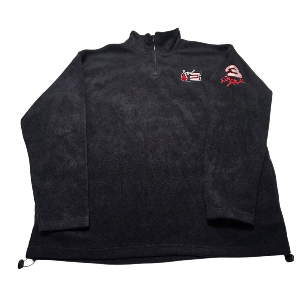 Dale Earnhardt Men's Fleece 1/4 Zip Pullover Sweater Size Large Black Y2k